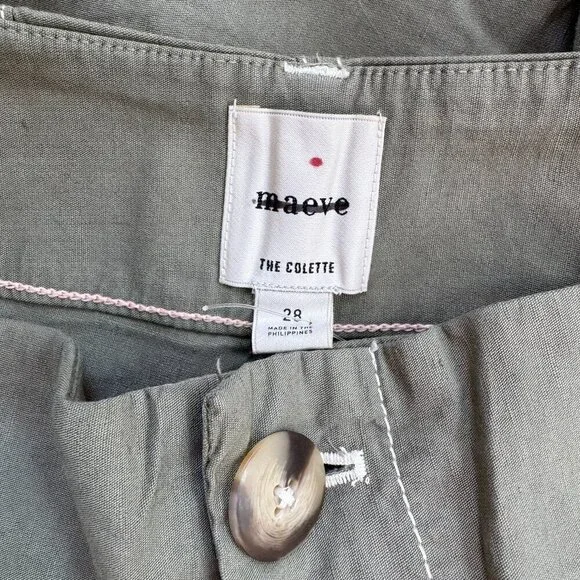 New Anthropologie The Colette Linen Crop Wide Leg Pants Magic Green 28 - Picture 5 of 12